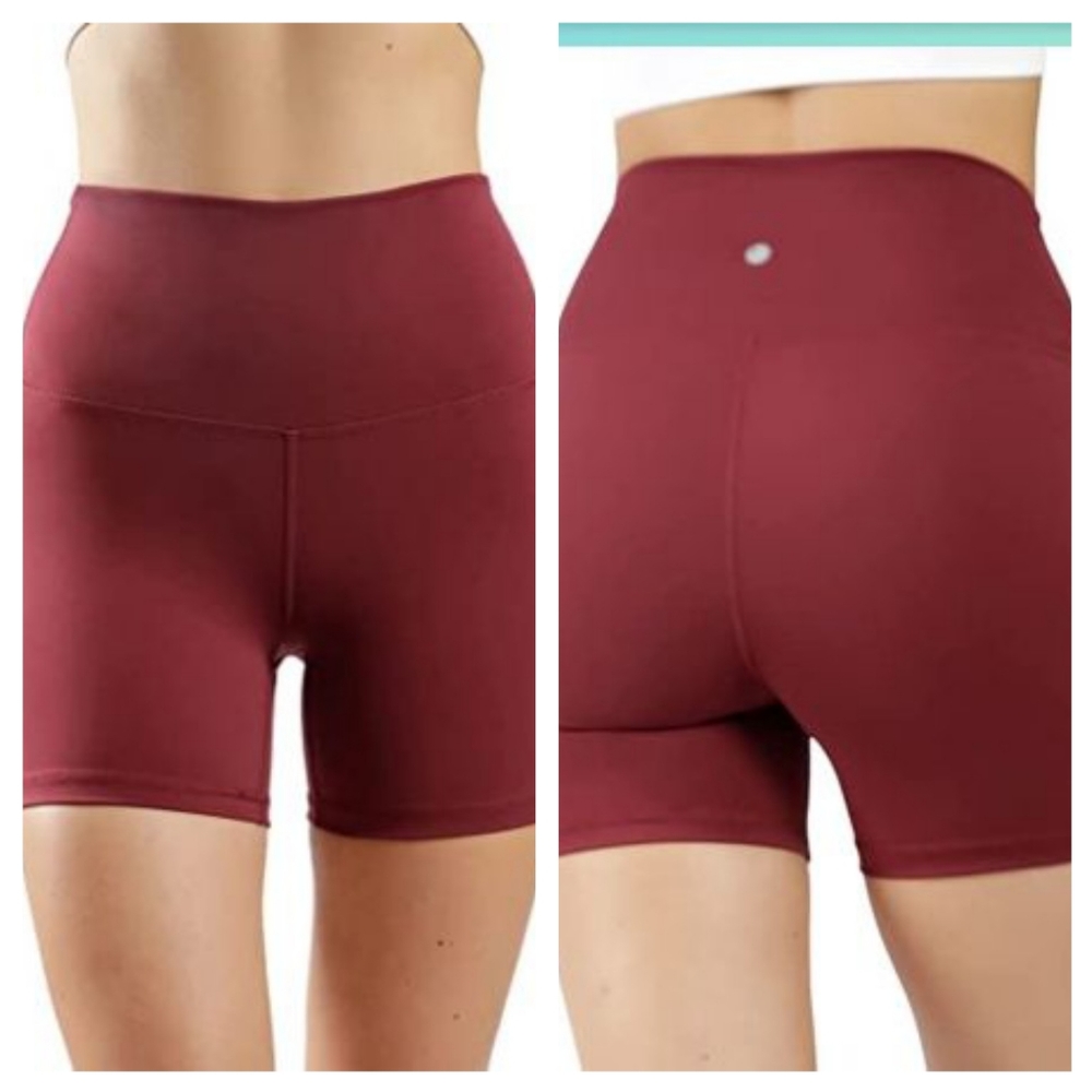 NWT YOGALICIOUS MAROON HIGH RISE BIKER SHORTS